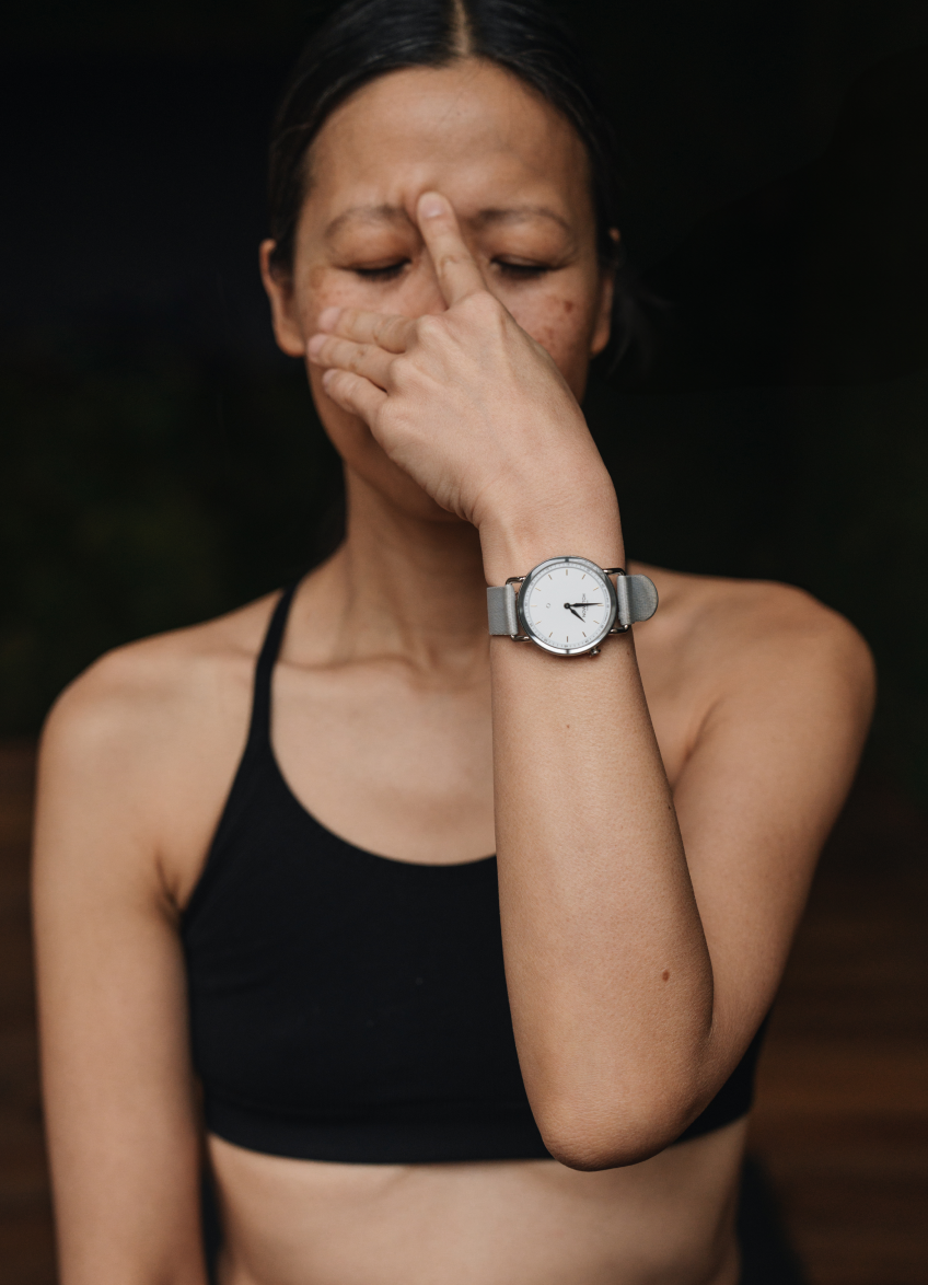 Woman practicing mindfullness technique Woman practicing mindfullness technique