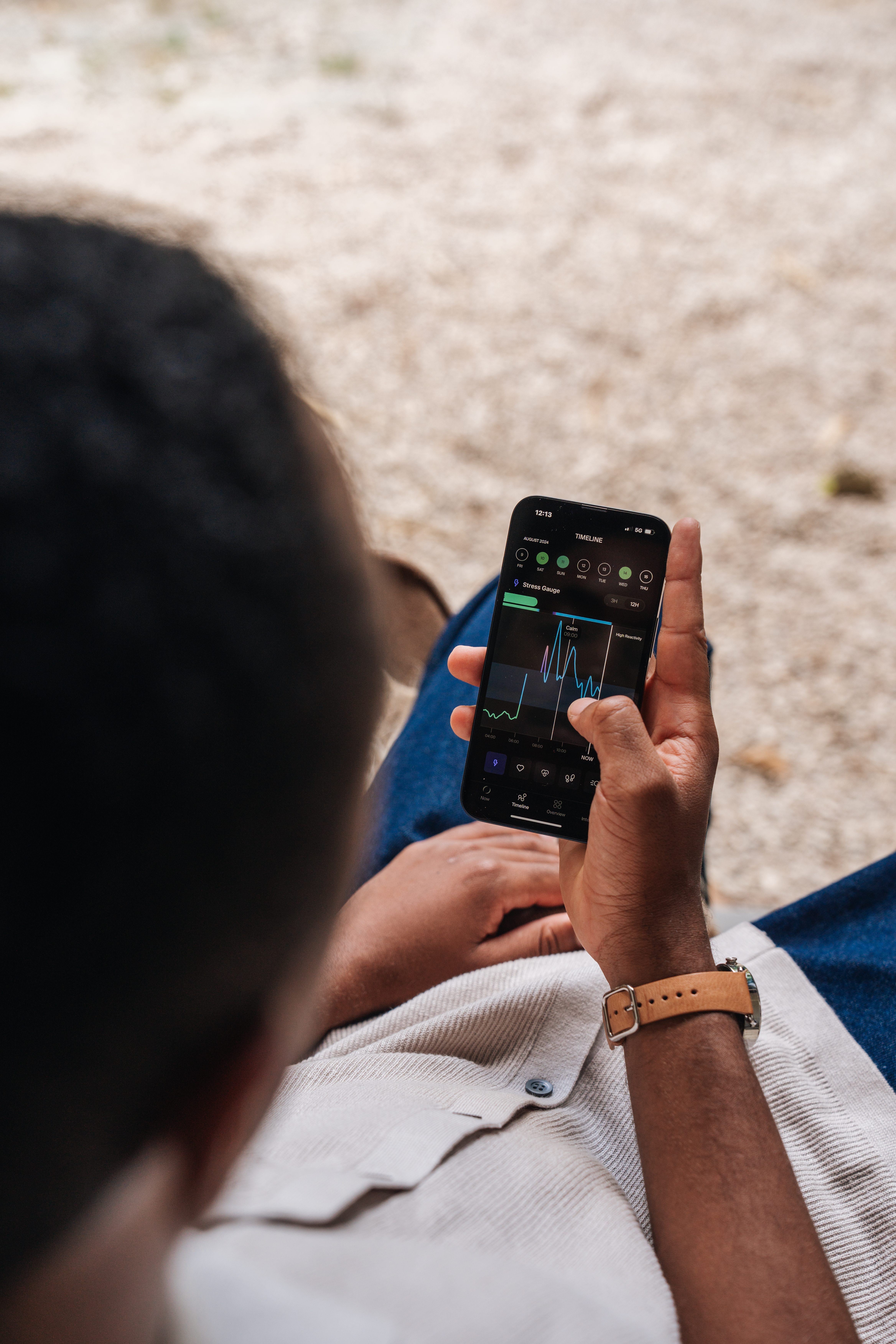 Looking at app on phone Looking at app on phone